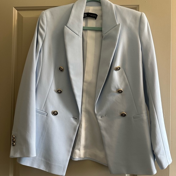 Zara Blue and Gold Blazer with Structured Silhouette - Picture 8 of 8